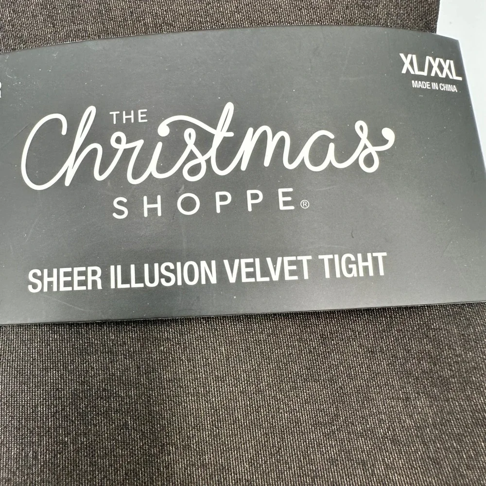 The Christmas Shoppe Sheer Illusion Velvet Tights Black XL/XXL NWT